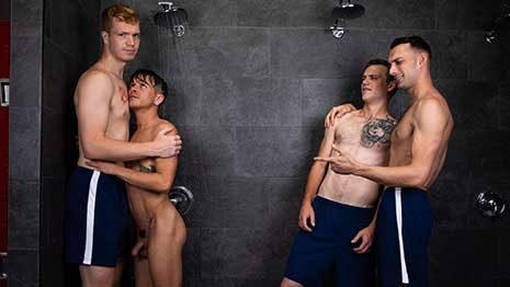 When Andy Taylor is accosted in the shower by some boneheaded bullies, his step-brother Dacotah Red is there to stick up for him. Dacotah assures Andy that it's okay to be 'different' and offers him his first kiss with a guy, followed quickly by his first fuck.