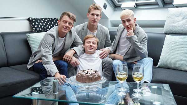 David is celebrating his birthday. His friends remembered and prepared a surprise for him. The celebration started traditionally but then the party took a turn.
