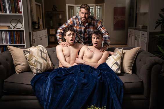 Ryan Bailey's new stepbrother, Troye Dean, doesn't just welcome him to family movie night, he kisses Ryan behind his dad's back and sneakily drills his ass under the blanket.