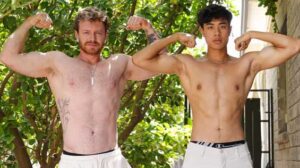 David Slinger got paired up with Sage Hardwell for his 1st GayHoopla scene! Sage was thirsty for some Asian ass and goes directly in for a rim job on David's smooth tan ass! David eagerly returns the favor and lick Sage's ass before he fucks the cum out of him!