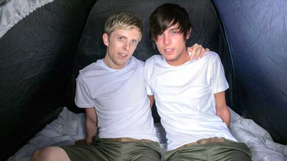 Jesse and Jamie are sharing a tent on their scouting adventure, but it is no coincidence that they chose to be bunk buddies. The boys start the day by sucking and fucking in the tent.