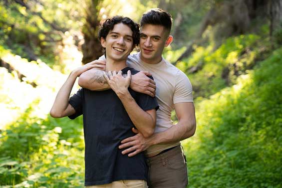 Things get romantic between Trevor Brooks and twink Sam Ledger as they take a walk in the woods and make out under a tree. The guys will remember this day forever, and their kissing quickly turns to...