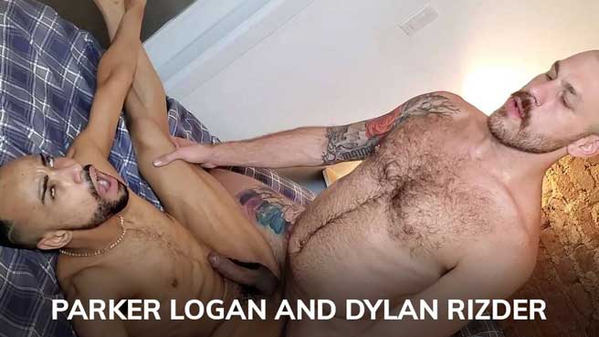 Parker knows what he wants and isn't afraid to get it. So when he saw Dylan looking for a hung top, he knew he was fucking. After a brief hello, Dylan was on his knees sucking Parkers thick cock.