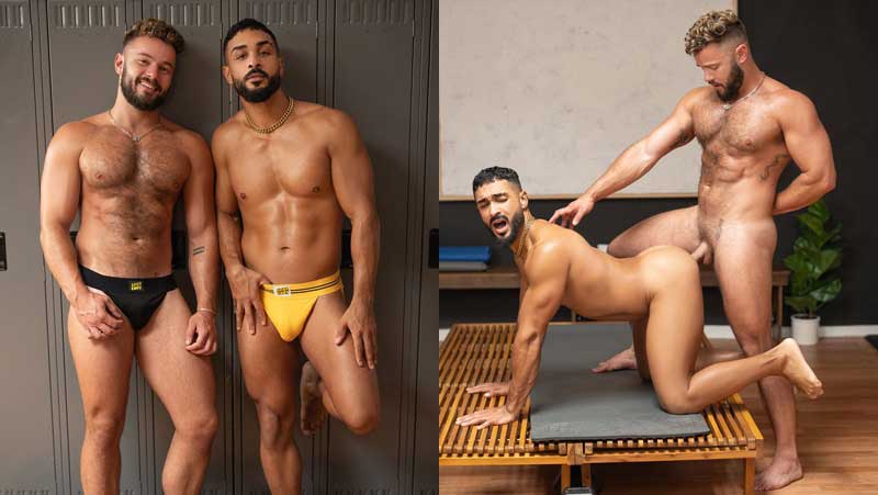 Hayden walks in on Diego getting undressed in the locker room, and he likes what he sees. Diego is planning on working out his chest today, and Hayden asks, "Want to work out together?"